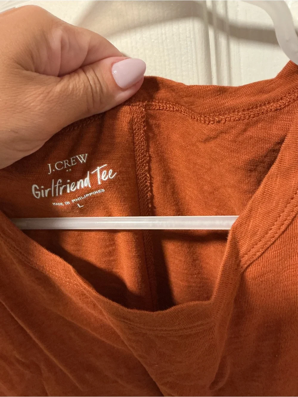 J.Crew Girlfriend Tee Large Burnt Orange 100% Cotton Crewneck T-Shirt